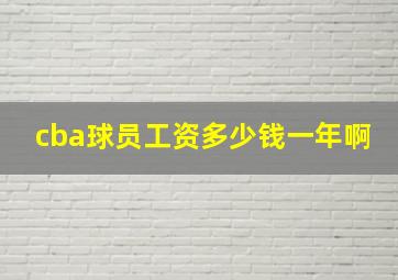 cba球员工资多少钱一年啊