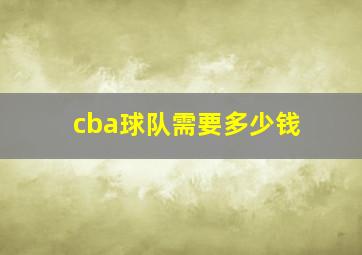 cba球队需要多少钱