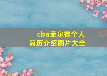 cba菲尔德个人简历介绍图片大全