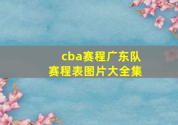 cba赛程广东队赛程表图片大全集