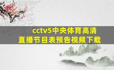 cctv5中央体育高清直播节目表预告视频下载