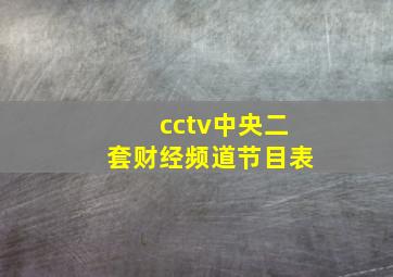 cctv中央二套财经频道节目表