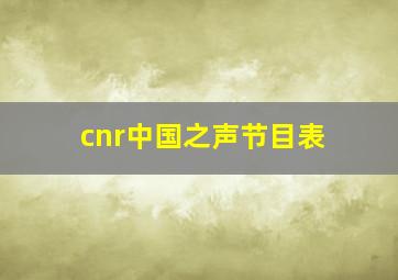 cnr中国之声节目表