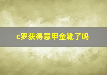 c罗获得意甲金靴了吗