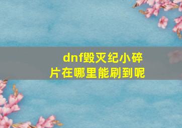 dnf毁灭纪小碎片在哪里能刷到呢