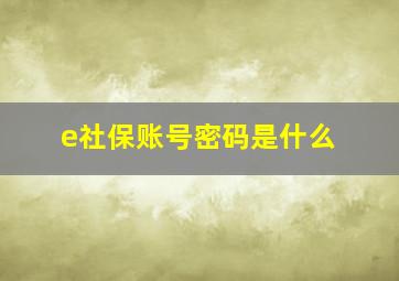 e社保账号密码是什么