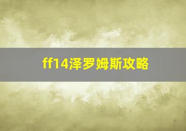 ff14泽罗姆斯攻略