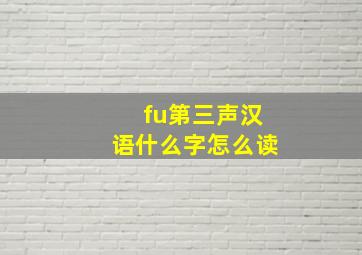 fu第三声汉语什么字怎么读