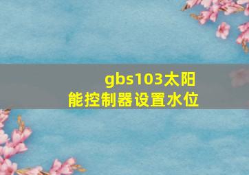 gbs103太阳能控制器设置水位