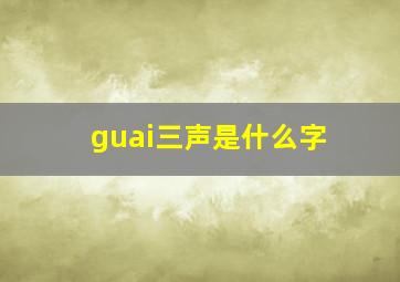 guai三声是什么字