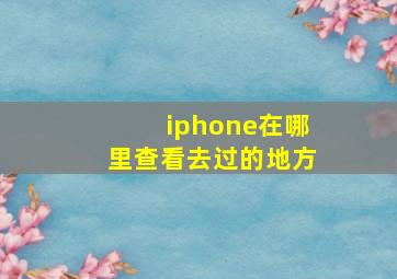 iphone在哪里查看去过的地方