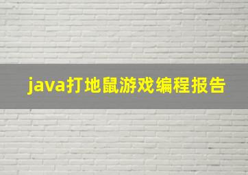 java打地鼠游戏编程报告