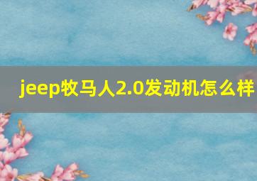 jeep牧马人2.0发动机怎么样