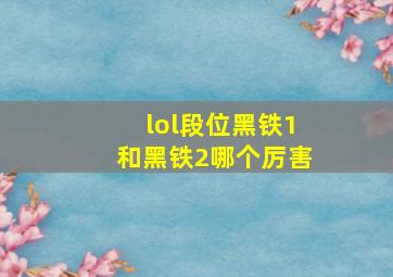 lol段位黑铁1和黑铁2哪个厉害