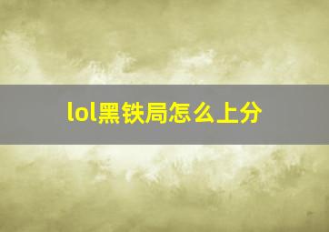 lol黑铁局怎么上分