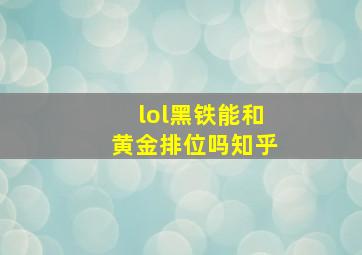 lol黑铁能和黄金排位吗知乎