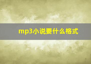 mp3小说要什么格式