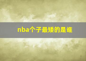 nba个子最矮的是谁