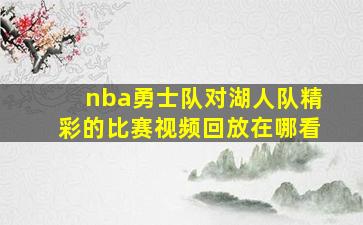 nba勇士队对湖人队精彩的比赛视频回放在哪看