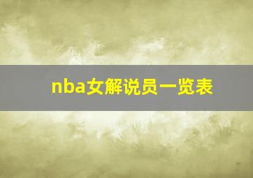 nba女解说员一览表