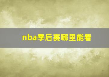 nba季后赛哪里能看