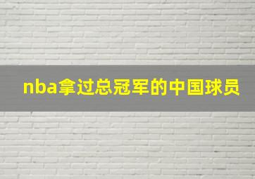 nba拿过总冠军的中国球员