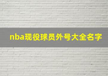 nba现役球员外号大全名字