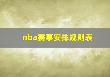 nba赛事安排规则表