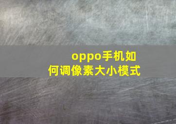 oppo手机如何调像素大小模式