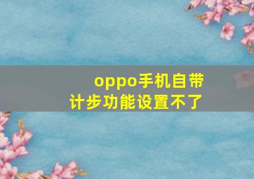 oppo手机自带计步功能设置不了