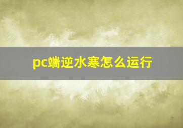 pc端逆水寒怎么运行