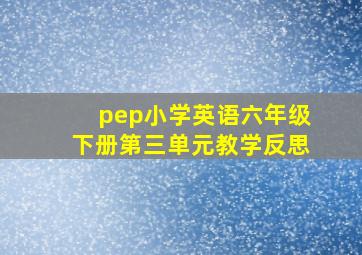 pep小学英语六年级下册第三单元教学反思