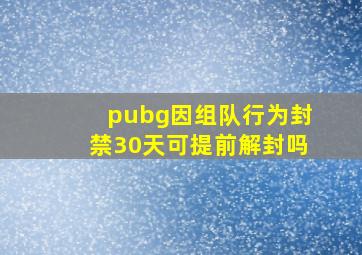 pubg因组队行为封禁30天可提前解封吗