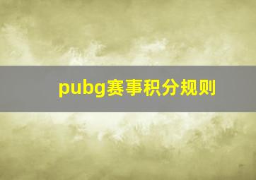 pubg赛事积分规则