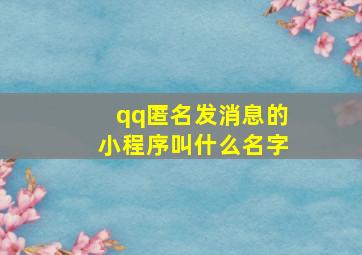 qq匿名发消息的小程序叫什么名字