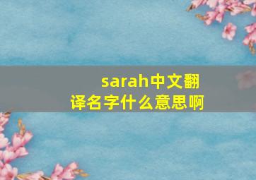 sarah中文翻译名字什么意思啊