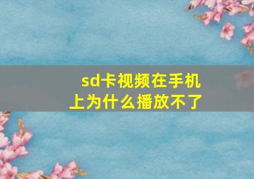 sd卡视频在手机上为什么播放不了