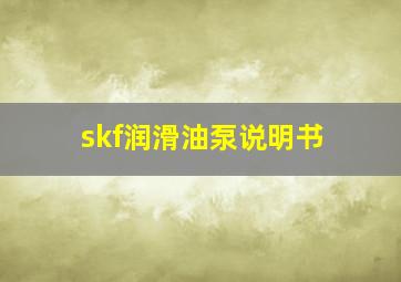 skf润滑油泵说明书