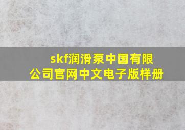 skf润滑泵中国有限公司官网中文电子版样册