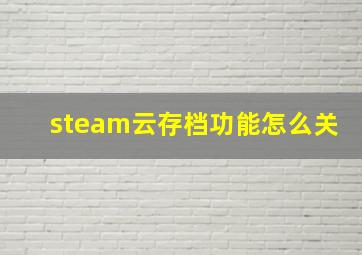 steam云存档功能怎么关