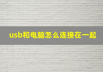 usb和电脑怎么连接在一起