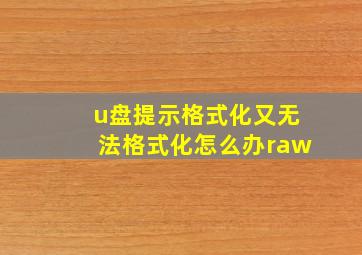 u盘提示格式化又无法格式化怎么办raw