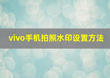 vivo手机拍照水印设置方法