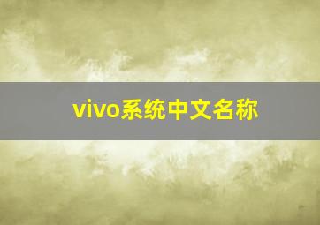 vivo系统中文名称