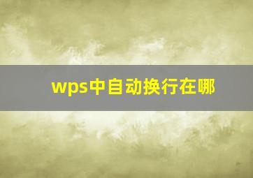 wps中自动换行在哪