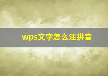 wps文字怎么注拼音