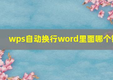 wps自动换行word里面哪个键