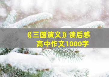 《三国演义》读后感高中作文1000字