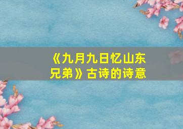 《九月九日忆山东兄弟》古诗的诗意