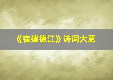 《宿建德江》诗词大意